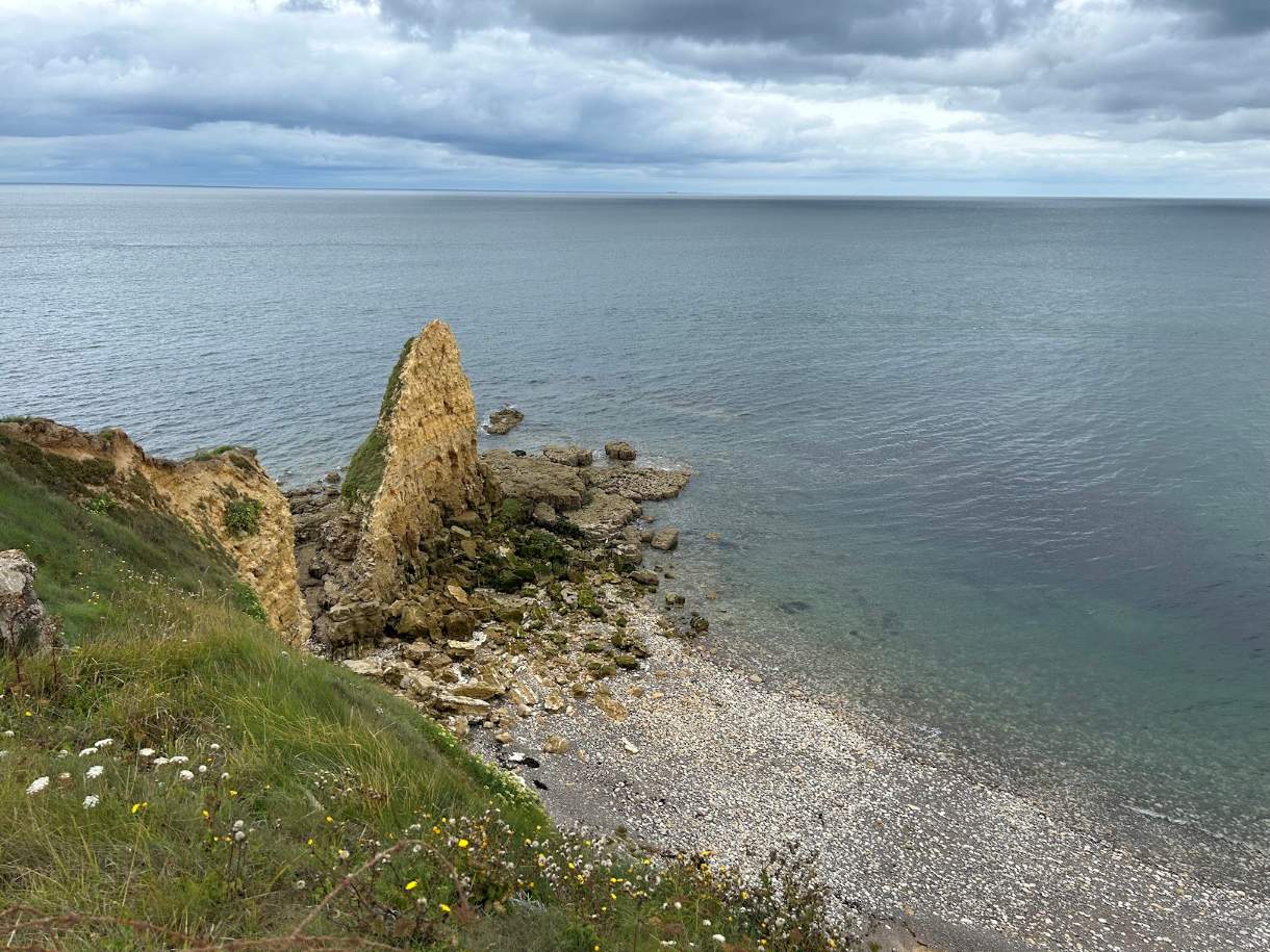 View from Pointe du Hoc monument, a D-Day Normandy site of significance to Americans