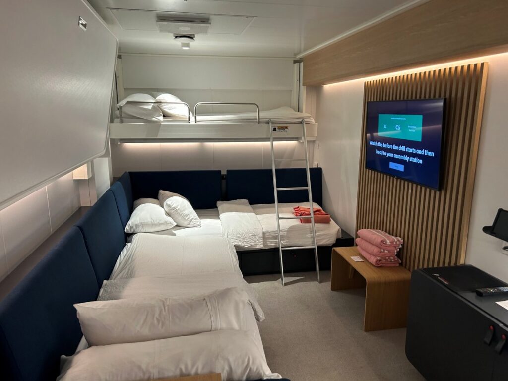 The cabin inside Virgin Voyages’ Scarlet Lady