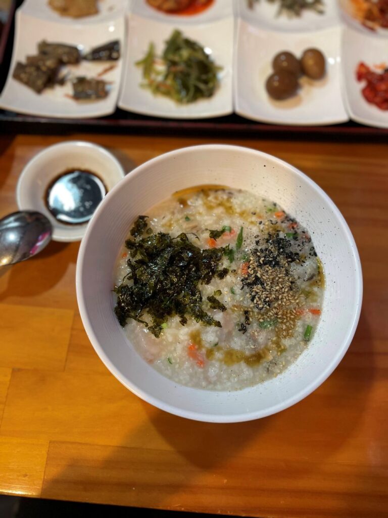 A traditional rice dish served in a restaurant in Seoul, South Korea.