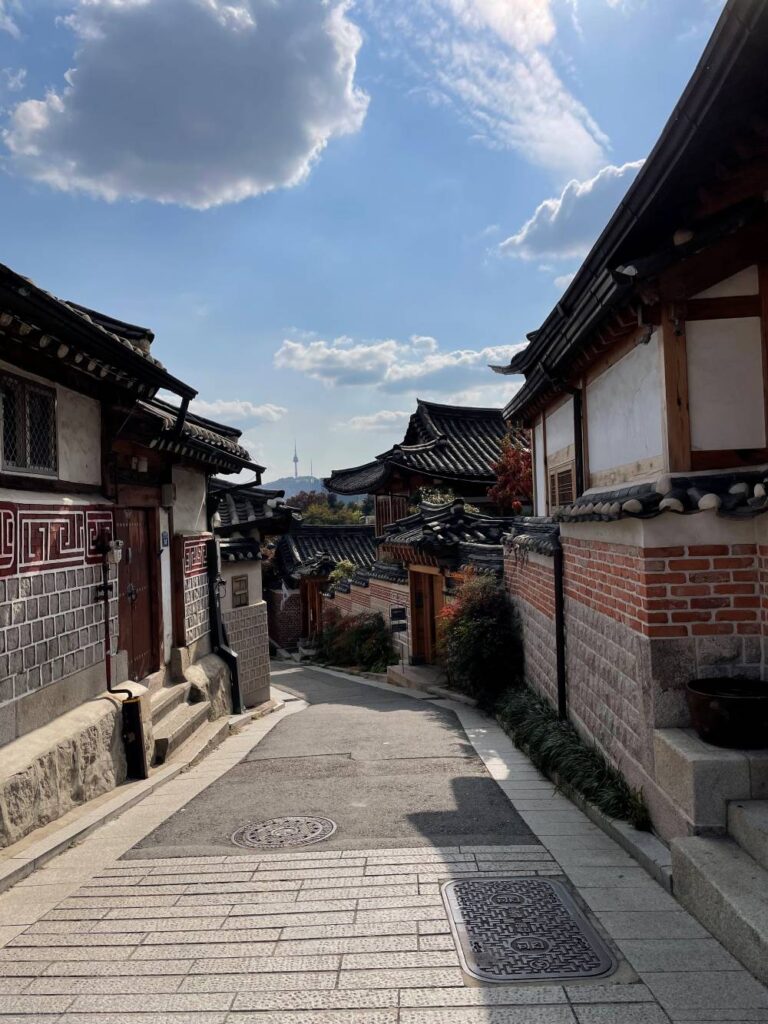 A street view of the Bukchon Hanok Village, a must visit traditional village in Seoul.