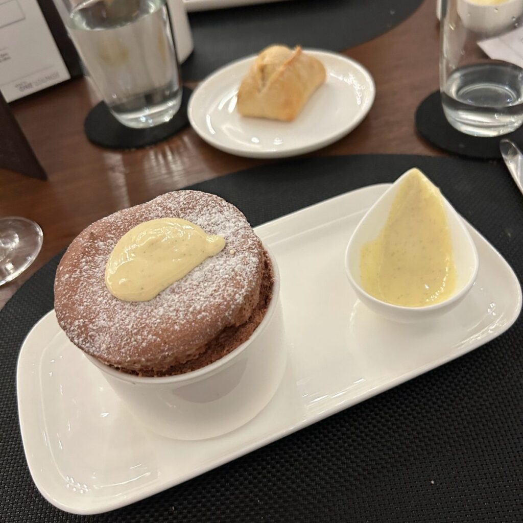A dessert served at Delta One Lounge JFK to travelers.