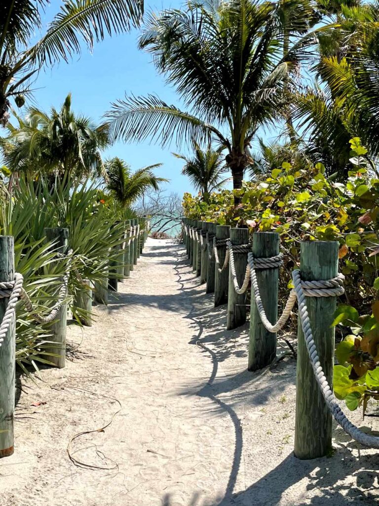 Scenic boardwalk leading to the beach on North Captiva Island