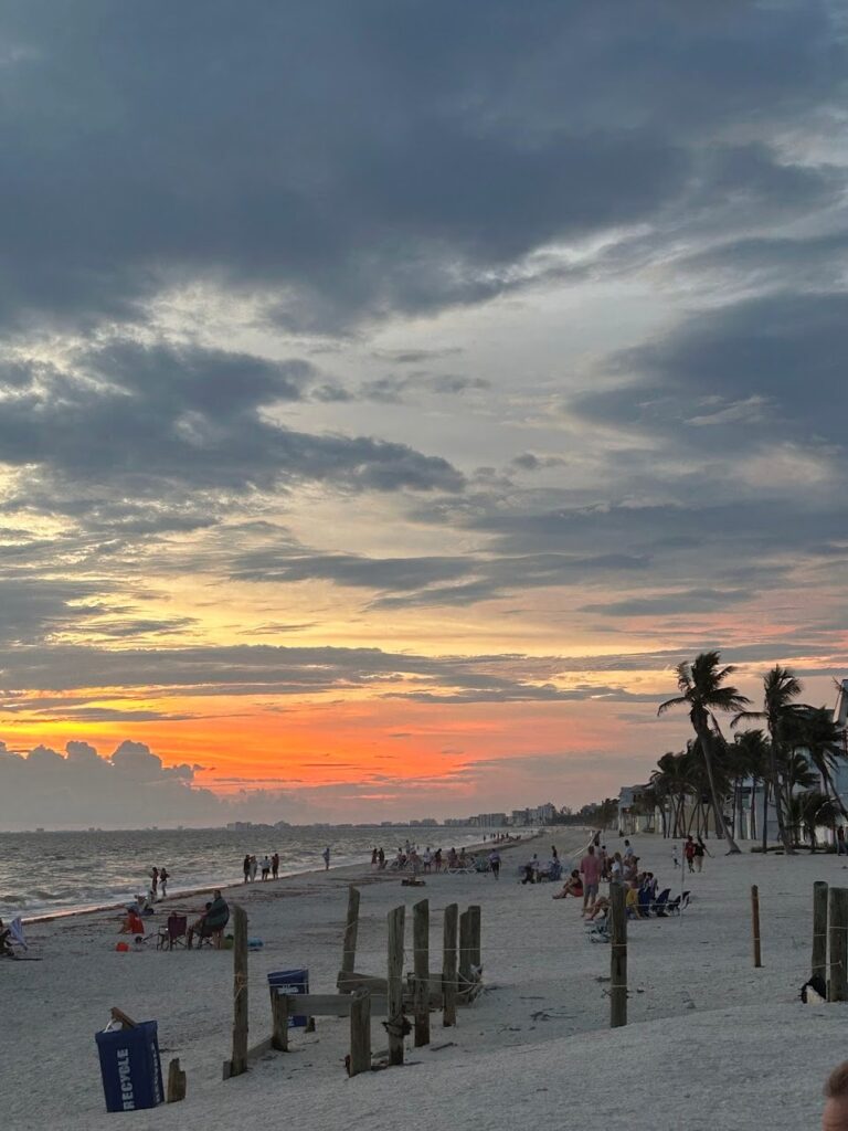 Sunset views from Outdoor seating at Doc’s Beach House at Bonita Springs