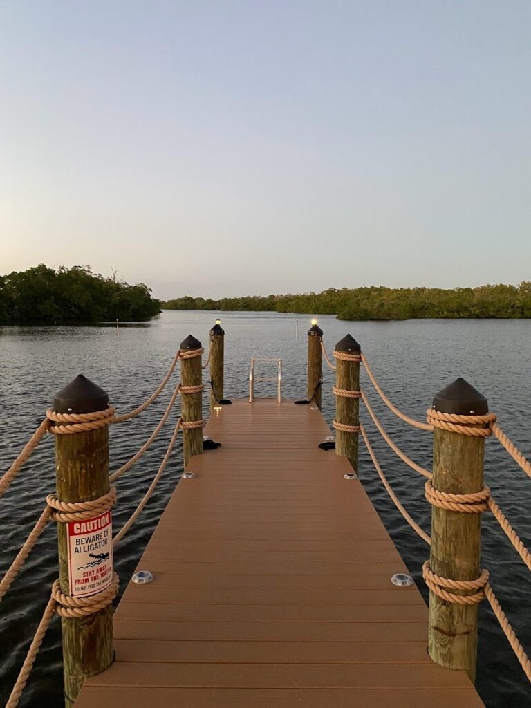 The dock extending from Coconut Jack’s Waterfront Grille for a great view of the Bonita Spring beach.
