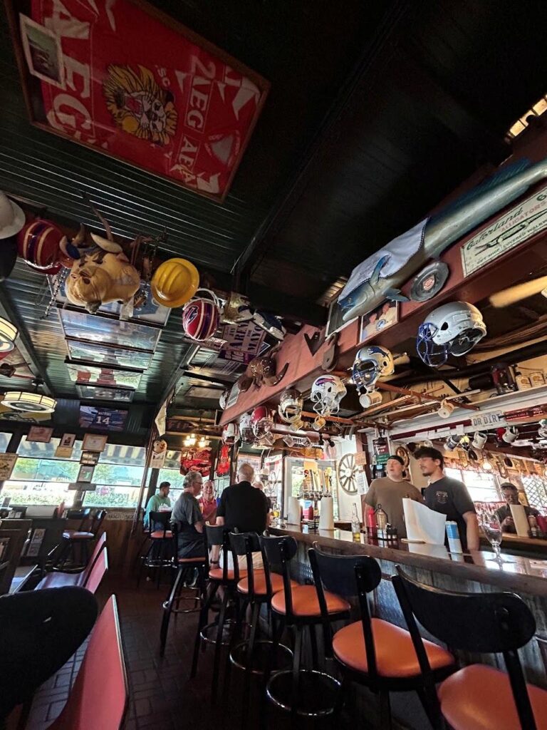 Buffalo Chips Restaurant offers a display of Superbowl memorabilia