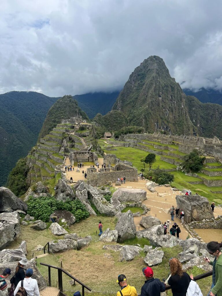 First glimpse of Machu Picchu after arriving from Cusco on a tight travel schedule