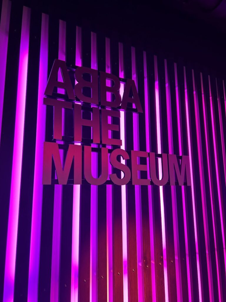 Entrance to ABBA The Museum featuring iconic music memorabilia and exhibits