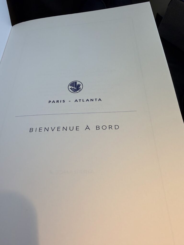 A happy customer shares her detailed review of flying first class on a Paris Atlanta Air France flight.