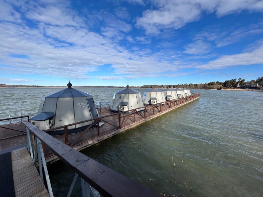 Glass igloo accommodation at Hilton Helsinki Kalastajatorppa overlooking the Baltic Sea, the perfect luxury stay