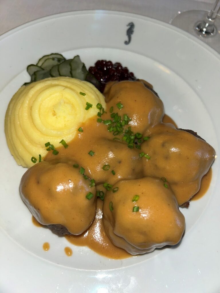 Classic meatballs at the Seahorse Restaurant, a popular fine dine option in Helsinki