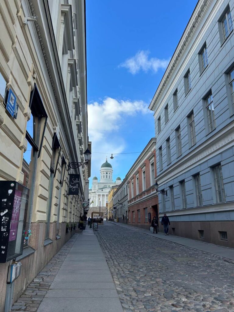 Historic landmark Helsinki Cathedral illuminated against a blue sky, a must visit in Helsinki, Finland