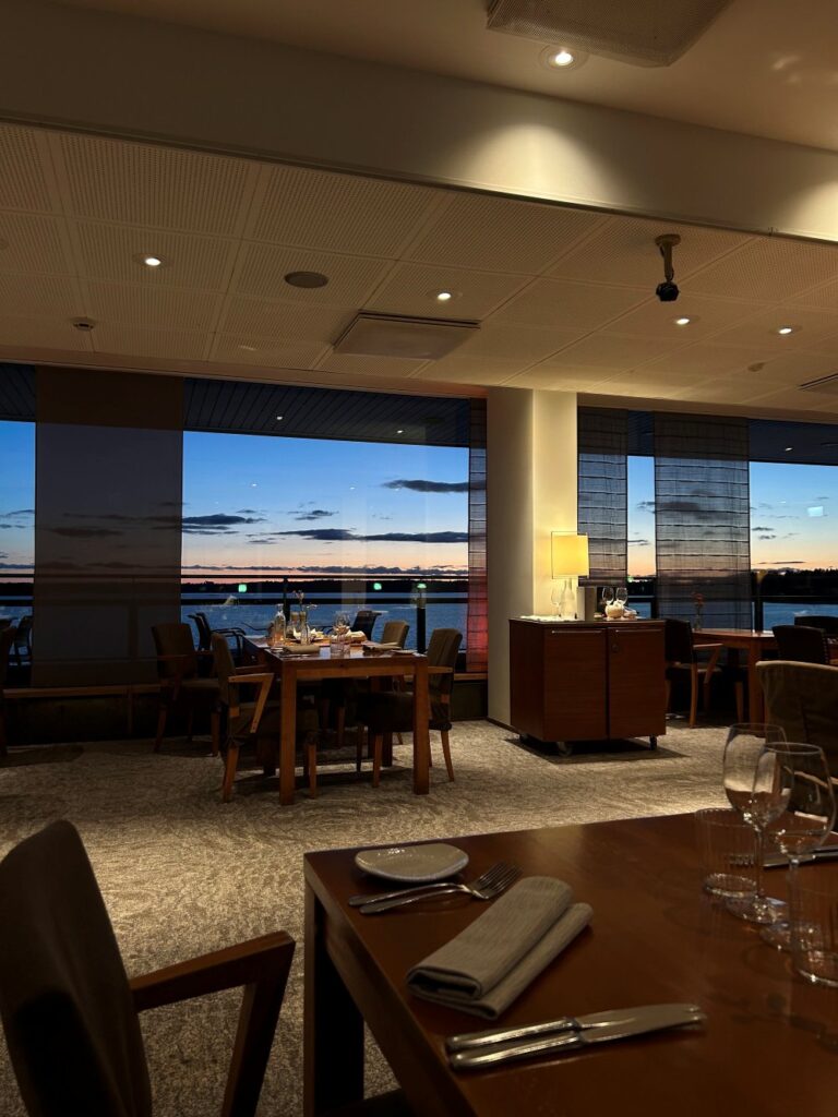 Elegant waterfront restaurant at Hilton Helsinki Kalastajatorppa serving Finnish and international cuisine