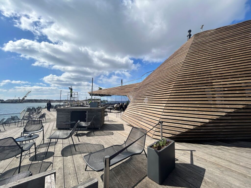 Contemporary wooden architecture of Löyly on the Helsinki waterfront