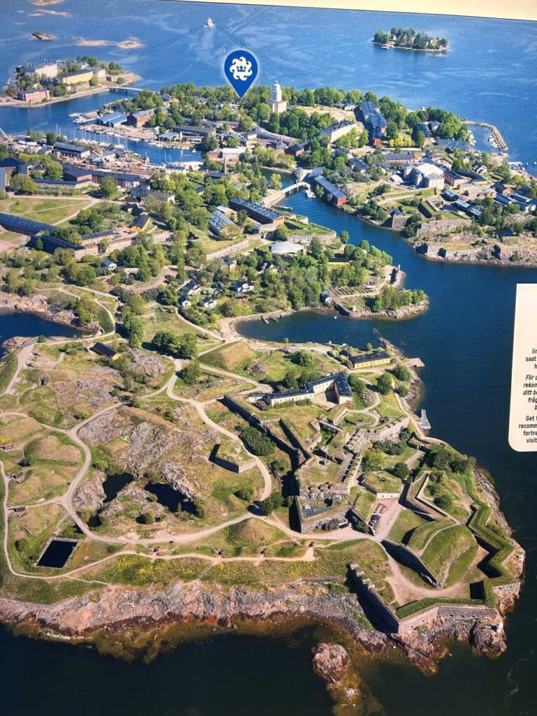 The map of Suomenlinna, a historic UNESCO World Heritage Site in Finland.