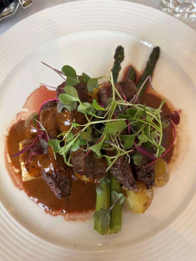 Steak served at Suomenlinna Brewery a popular spot for having lunch after exploring the historic fort of Suomenlinna