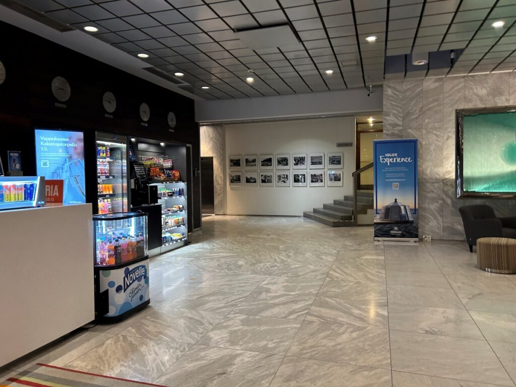 The amenities at the lobby of Hilton Helsinki Kalastajatorppa, a luxury stay at Helsinki