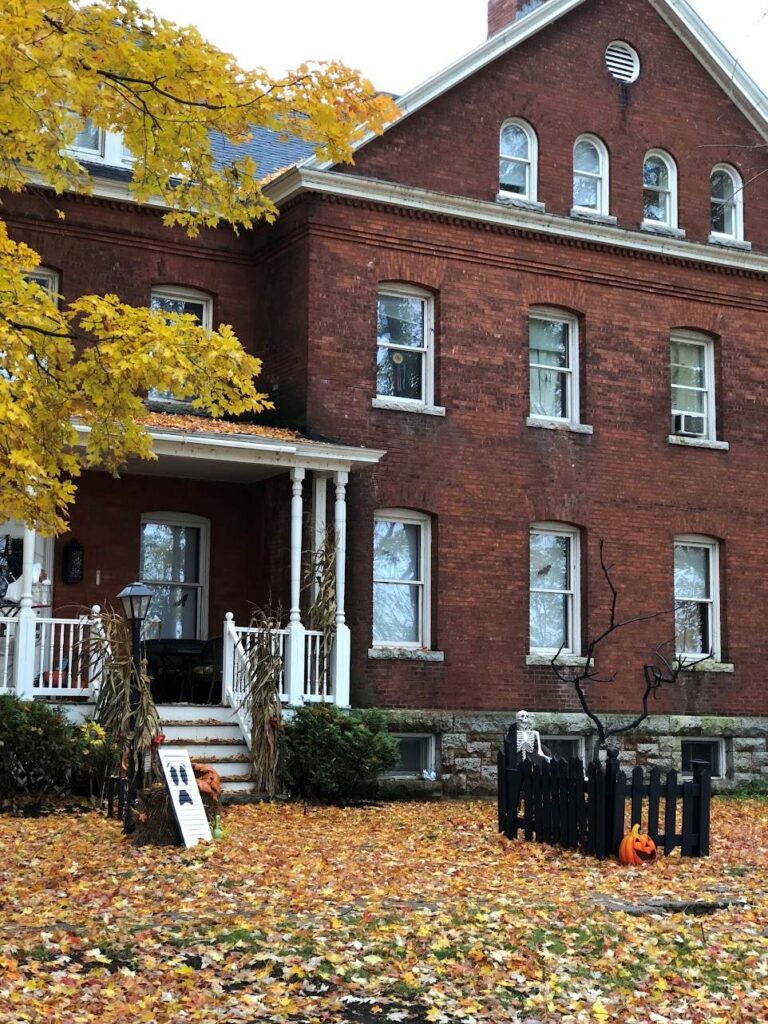 Historic homes along Pike Road near the Parade Grounds in Sackets Harbor, New York