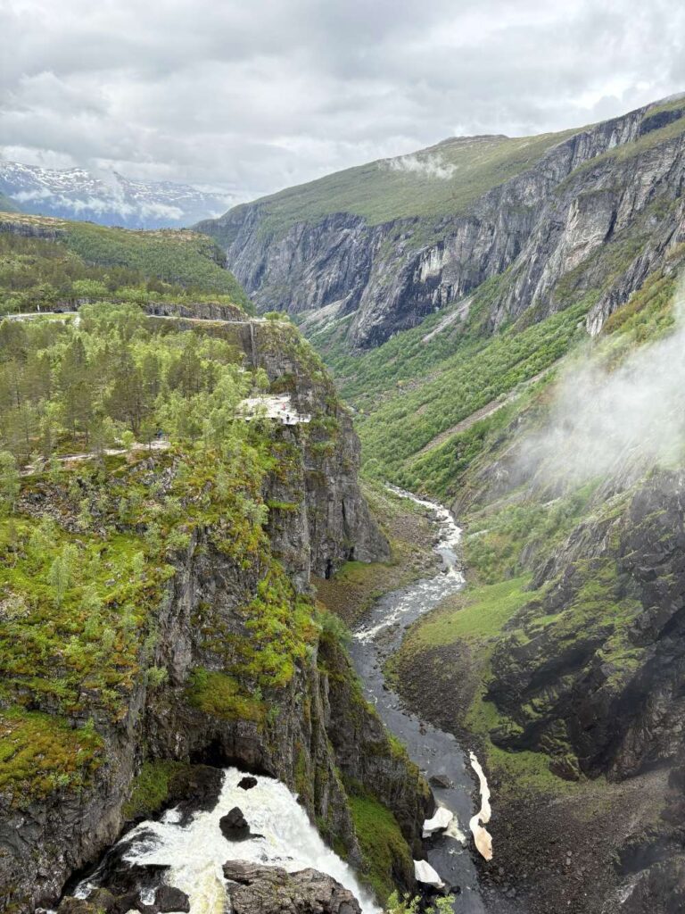 Spectacular view of Vøringsfossen cascading into the dramatic Måbødalen Valley