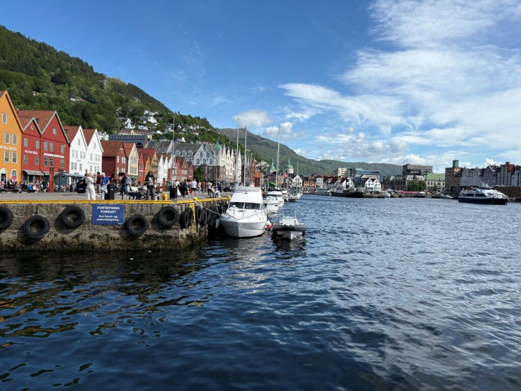 UNESCO World Heritage waterfront at Bryggen with historic merchant houses