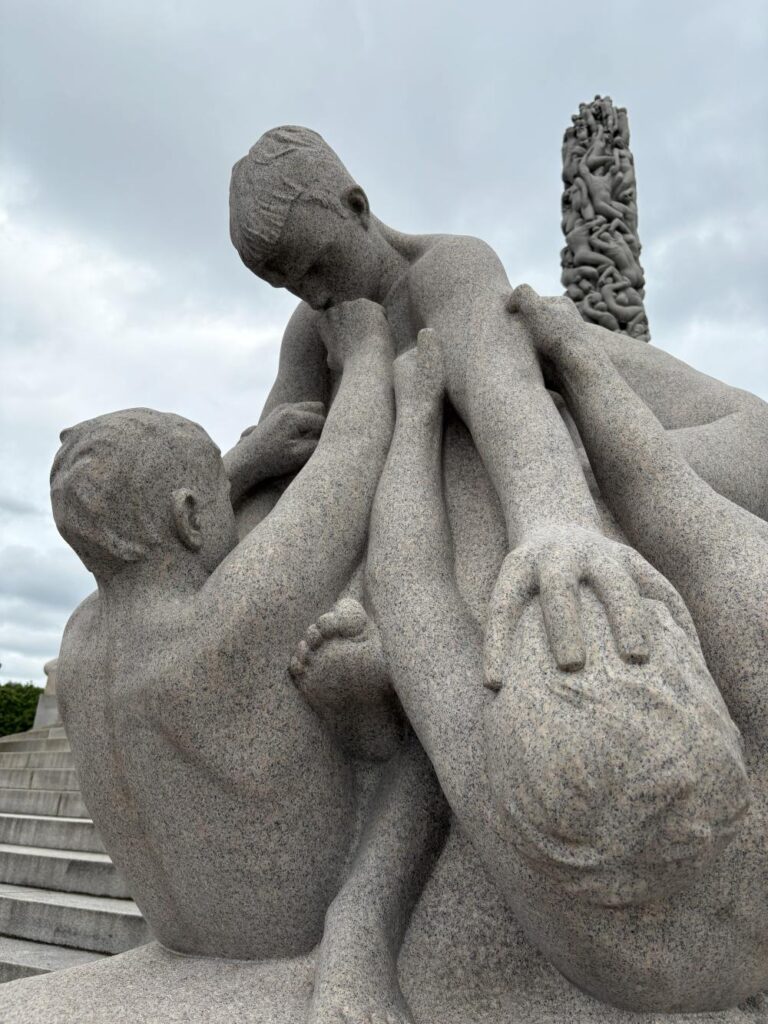 Monumental sculptures inside Frogner Park.