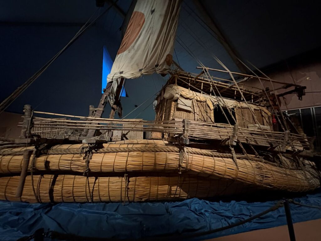 The original Kon-Tiki raft inside the museum.