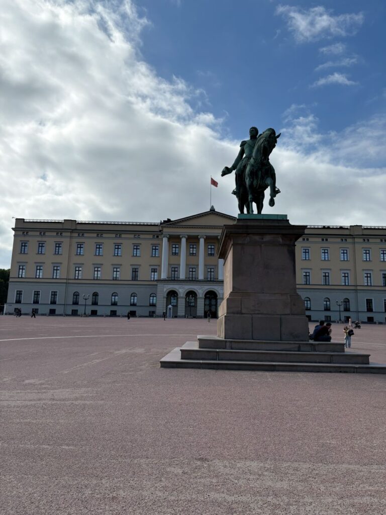 Elegant exterior of Oslo's Royal Palace, one of the city's most famous landmarks.