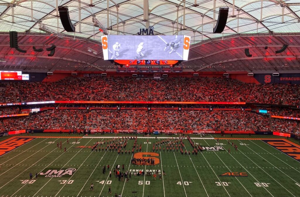 Fans gathering for a Syracuse football game, one of the best fall activities in Syracuse.