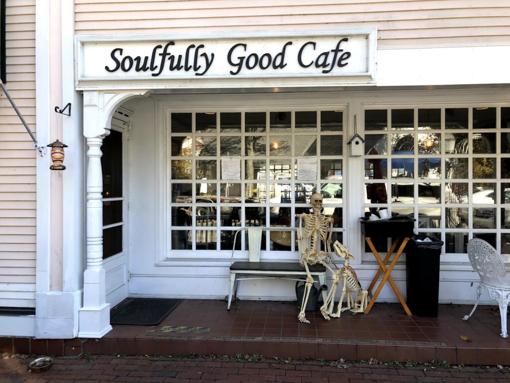 A upscale cafe at Woodstock visited on a road trip in Vermont during fall