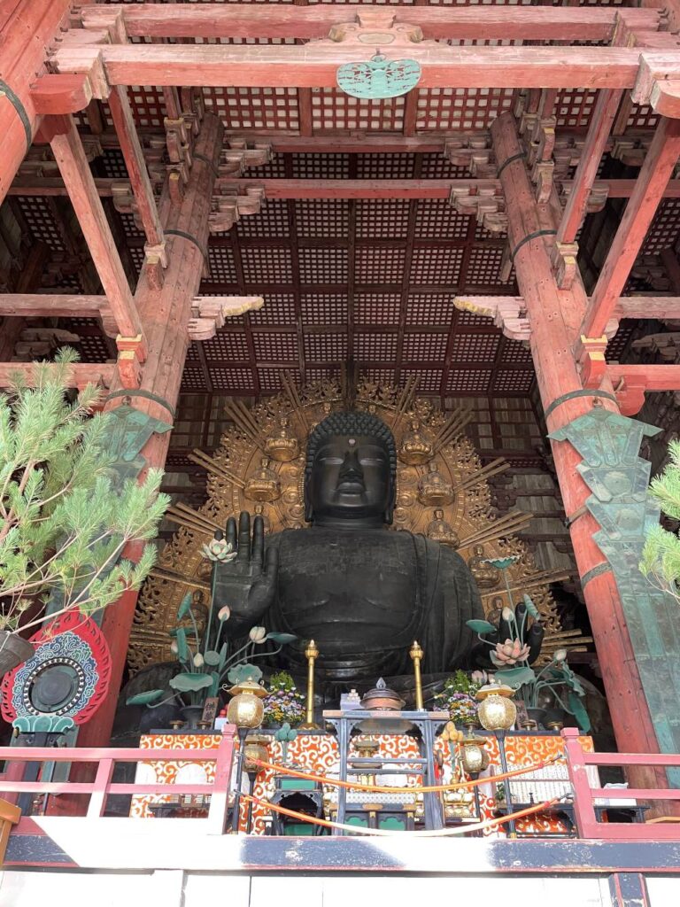 The massive bronze Great Buddha statue inside the Daibutsuden Hall at Tōdaiji Temple in Nara