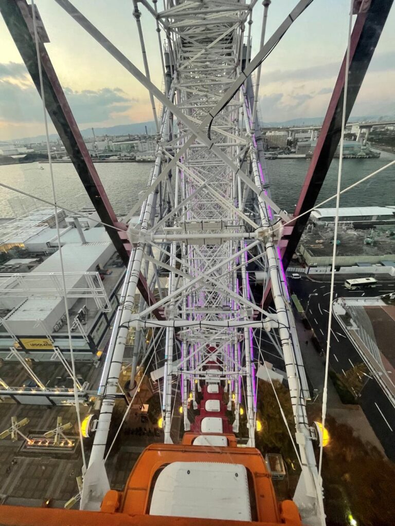 Riding the Tempozan Ferris Wheel on a 3 day Osaka trip.