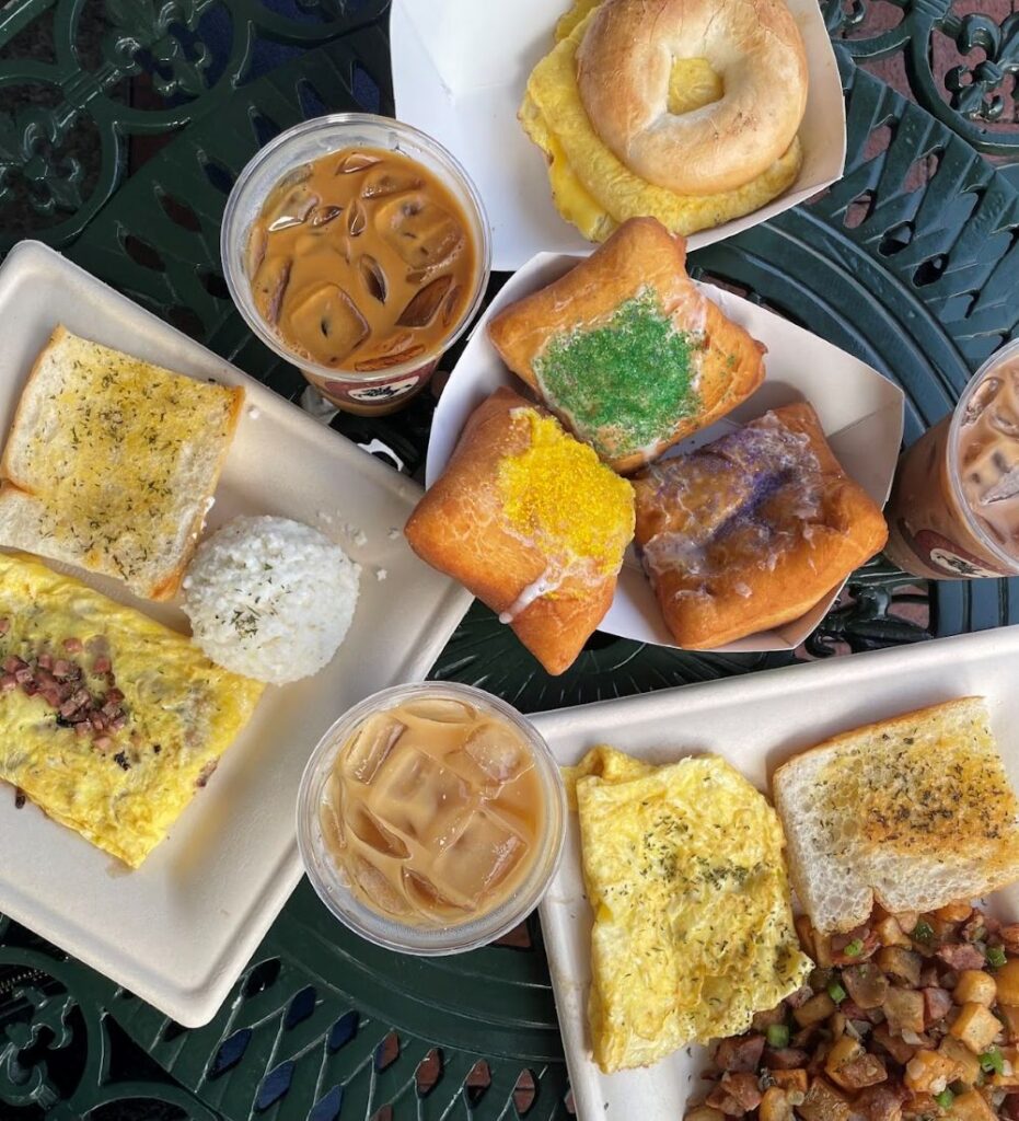 Breakfast spread at Cafe Beignets is a must explore activity in New Orleans.