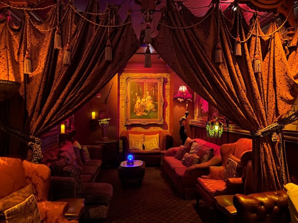 Vampire Café in New Orleans during a two-day haunted New Orleans trip, featuring a spooky atmosphere and Gothic decor