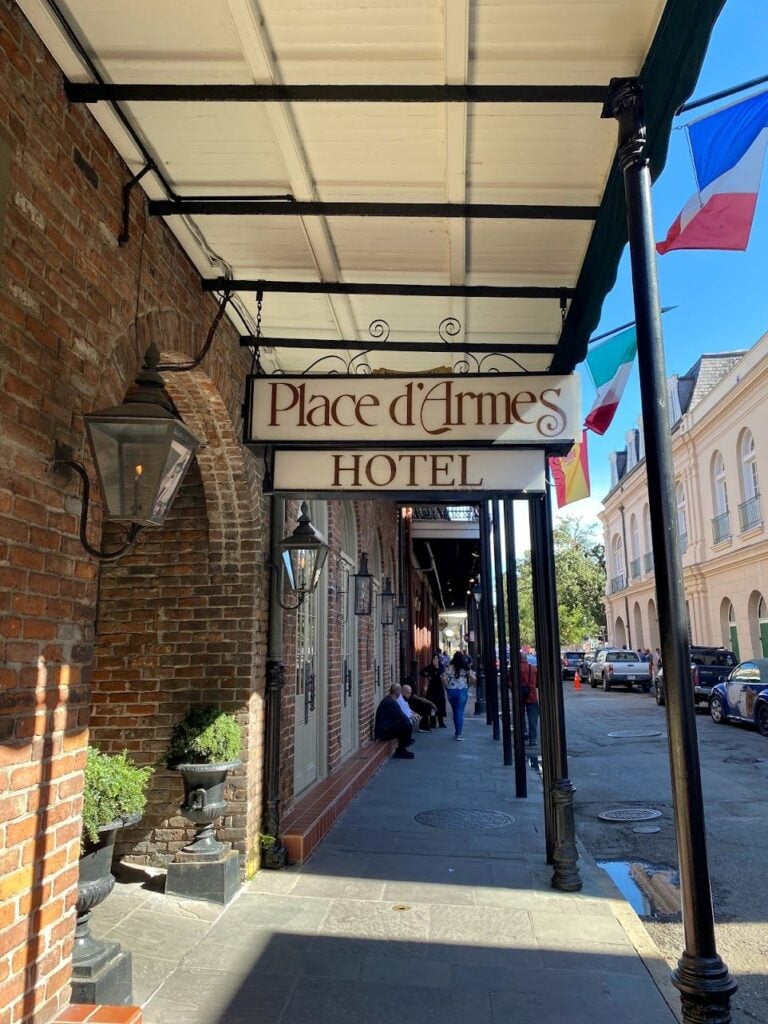 Historic Andrew Jackson Hotel on a 2-day New Orleans ghost itinerary, surrounded by the atmospheric streets of the French Quarter