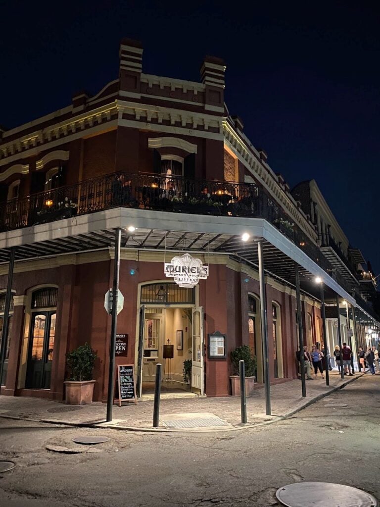 Muriel’s Jackson Square restaurant visited during a 2 Day Haunted New Orleans Itinerary in the historic French Quarter