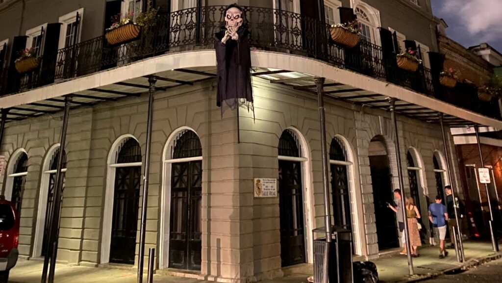 Halloween decoration at The LaLaurie Mansion, a must- visit in New Orleans for a Halloween visit.